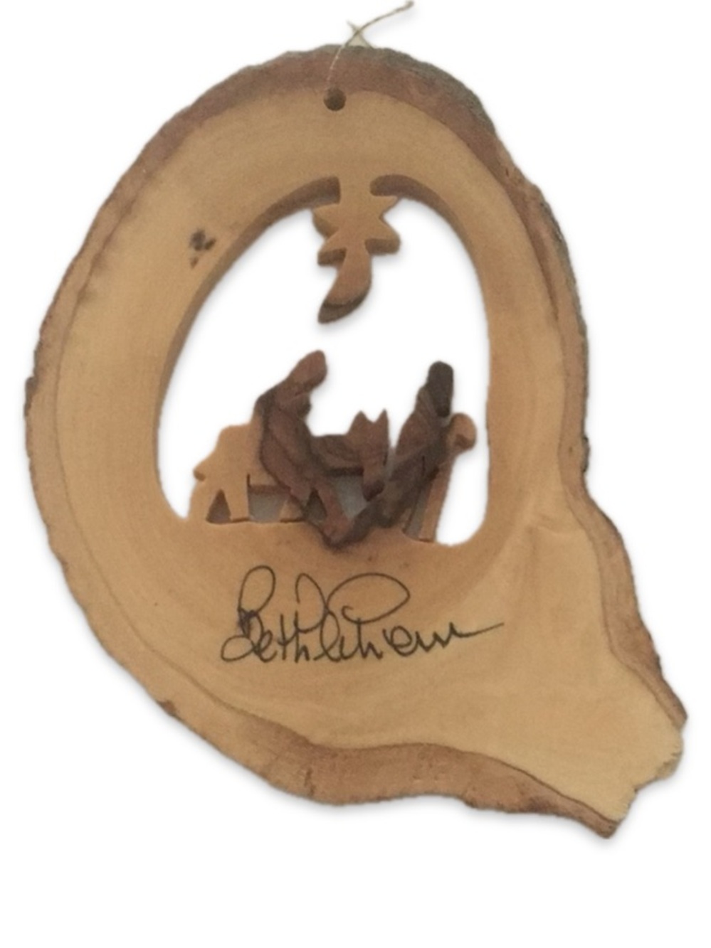 Bethlehem Nativity Scene Christmas Wooden Hanging Ornament Tree Decor 4” NEW